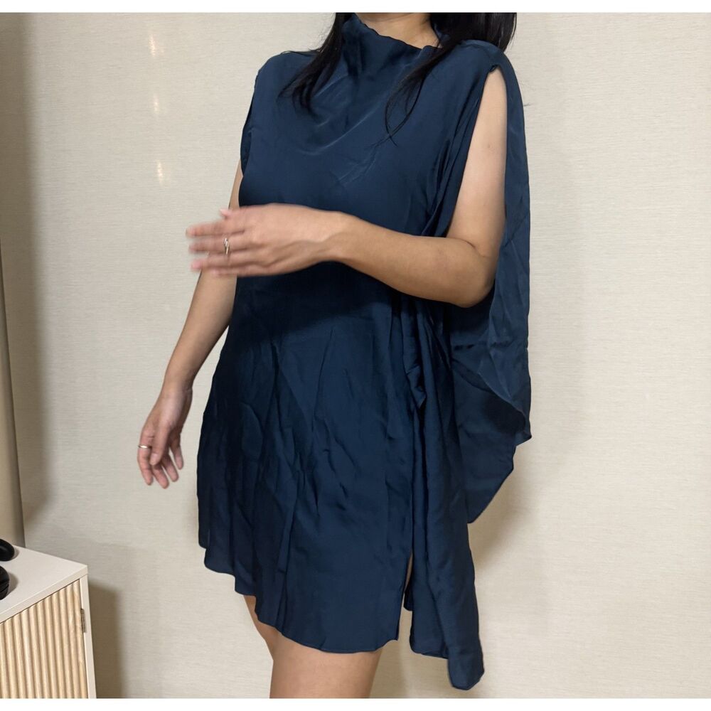 By Malene Birger Blue Silk One Shoulder Mini Dress